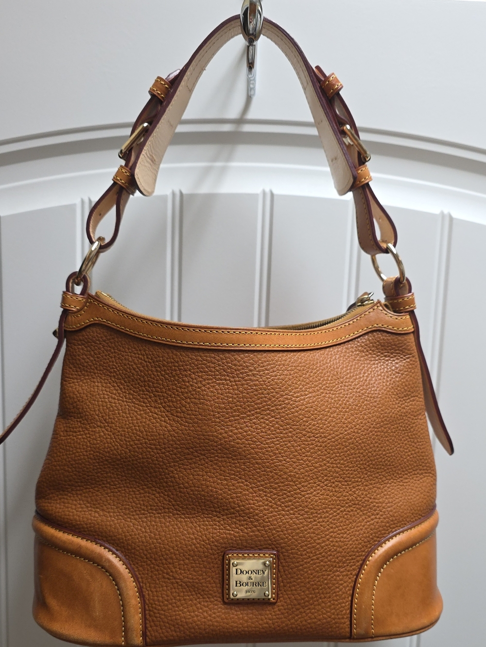 Dooney & Bourke Tan Pebbled Leather Shoulder Bag with Gold Hardware